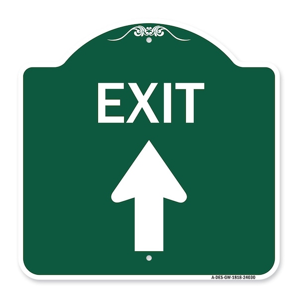 Signmission Designer Series Exit Exit W/ Up Arrow, Green & White Aluminum Sign, 18" H, 18" L, GW-1818-24030 A-DES-GW-1818-24030 - main